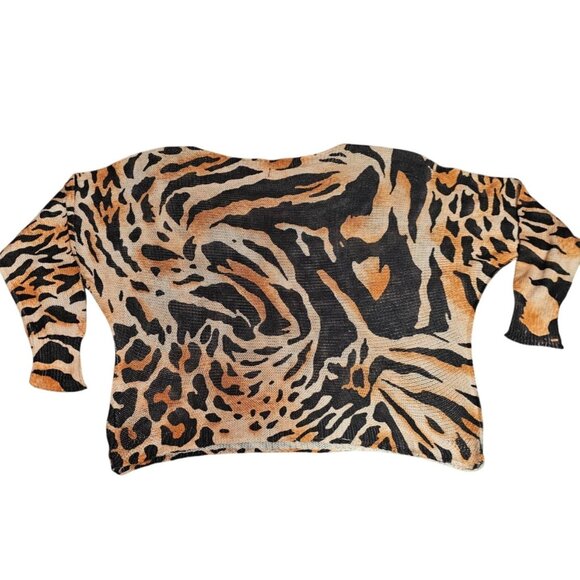 Free For Humanity Size M Sweater Top Oversized Animal Print Dolman Mob Wife - Picture 5 of 5
